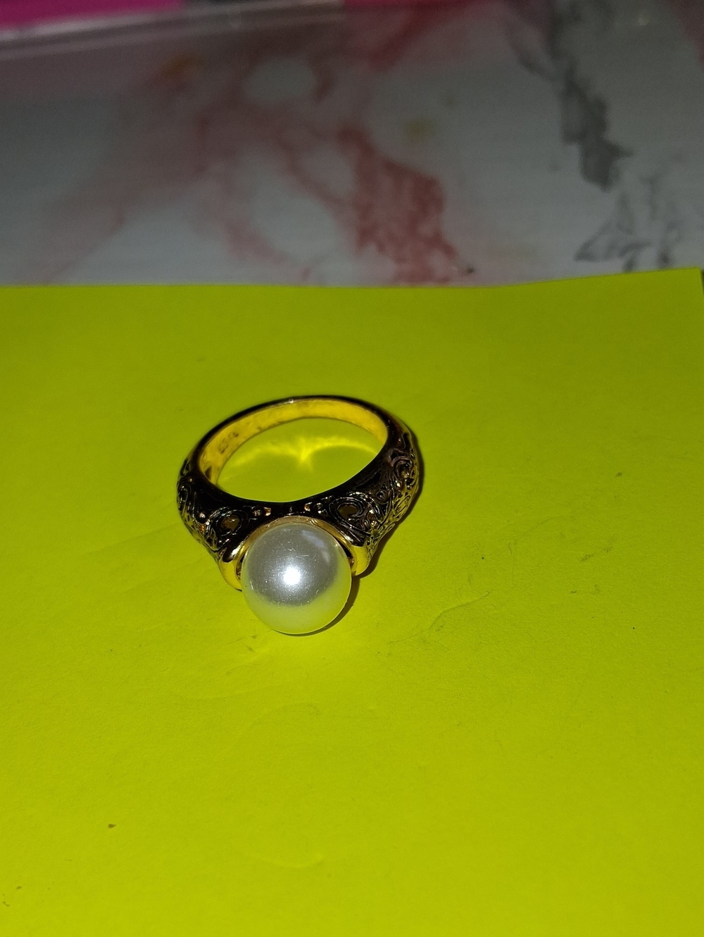 Gold Pearl Statement Ring - Women Jewelry